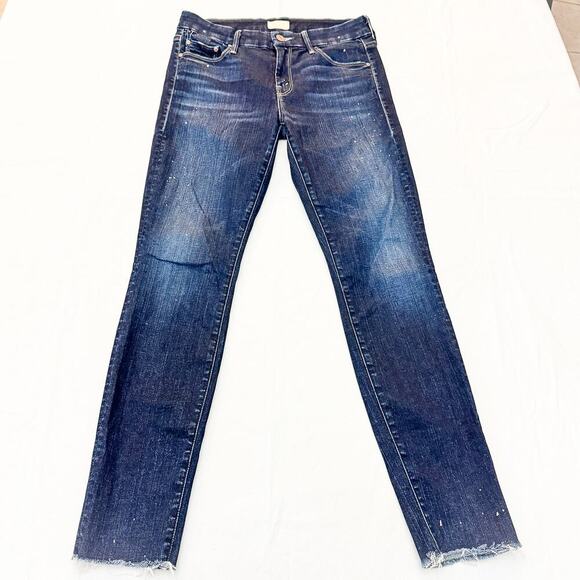 Mother Looker Ankle Fray All Work Dark Wash Denim Skinny Jeans Raw Hem Size 26 - Picture 3 of 10